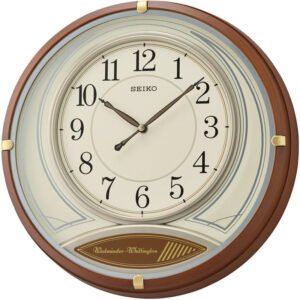 Seiko Decorative Round Brown Plastic Analog Home Decor Full Figure Wall Clock ( Size: 36 x 7.1 x 36 CM | Weight: 1360 grm | Color: Brown )