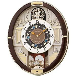 Seiko Elegant Melodies in Motion Brown Oval Plastic Analog Musical Home Decor Wall Clock With One Way Rotating Pendulum ( Size: 38.4 x 10.1 x 46.5 CM | Weight: 2500 grm | Color: Brown )
