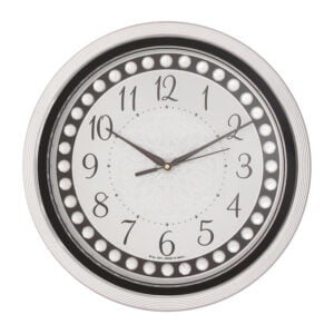 Chronikle Designer Round Home Decor Silver Plastic Analog Wall Clock ( Size: 31 x 4.2 x 31 CM | Color: Silver | Weight: 635 grm )
