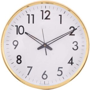 Chronikle Decorative Round Home Decor Golden Plastic Analog Wall Clock ( Size: 32 x 5 x 32 CM | Color: Golden | Weight: 530 grm )