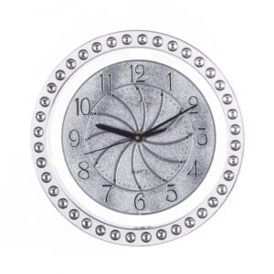 Chronikle Adorable Round Home Decor Silver Dial Diamond Style Plastic Analog Wall Clock ( Size: 27 x 4.5 x 27 CM | Color: Silver | Weight: 440 grm )