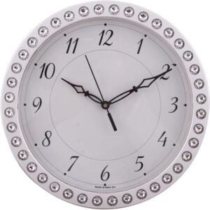 Chronikle Designer Round Home Decor Silver Diamond Style Plastic Analog Wall Clock ( Size: 27 x 4.5 x 27 CM | Color: Silver | Weight: 440 grm )