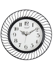 Chronikle Decorative Analog Round Home/Office Decor Adorable Metal Wall Clock With Sweep Movement ( Size: 45 x 5 x 45 CM | Color: Black & Silver | Weight: 1500 grm )