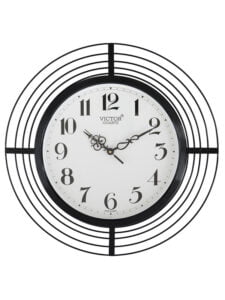 Chronikle Decorative Analog Round Home/Office Decor Adorable Metal Wall Clock With Sweep Movement ( Size: 45 x 5 x 45 CM | Color: Black & Silver | Weight: 1080 grm )