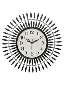 Chronikle Beautiful Analog Floral Design Decorative Crystal Round Diamond Studded Home/Office Decor Metal Wall Clock With Sweep Movement ( Size: 60 x 3.5 x 60 CM | Color: Black | Weight: 1530 grm )