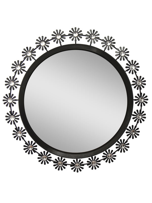 Chronikle Elegant Round Black Plastic Frame Home Decor Wall Mirror ( Size:  37 x 4 x 37 CM, Weight: 785 grm, Color: Black )
