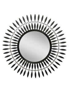 Chronikle Floral Design Round Black Iron Frame Home Decor Wall Mirror ( Size: 60 x 3.5 x 60 CM | Weight: 1515 grm | Color: Black )