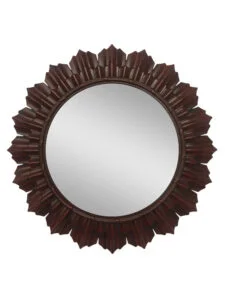 Chronikle Floral Design Brown Plastic Frame Wall Mirror ( Size: 40 x 40 x 6 CM | Color: Brown )