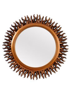 Chronikle Round Sun Burst Designer Copper Color Plastic Frame Home Decor Wall Mirror ( Size: 41 x 4 x 41 CM | Color: Copper | Weight: 635 grm)