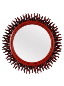 Chronikle Round Sun Burst Designer Red Plastic Frame Home Decor Wall Mirror ( Size: 41 x 4 x 41 CM | Color: Red | Weight: 635 grm )