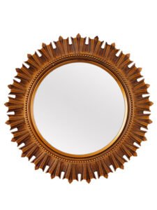 Chronikle Floral Designer Round Gold Plastic Frame Home Decor Wall Mirror ( Size: 40 x 4 x 40 CM | Color: Gold | Weight: 610 grm )