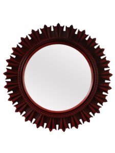 Chronikle Floral Designer Round Red Plastic Frame Home Decor Wall Mirror ( Size: 40 x 4 x 40 CM | Color: Red | Weight: 610 grm )