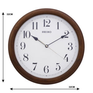 Seiko Elegant Round Analog Roman Figure Rosewood Wooden Home Decor Wall Clock ( Size: 32 x 4 x 32 CM | Weight: 790 grm | Color: Rosewood )