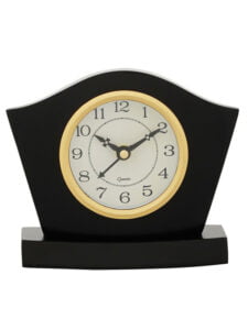 Chronikle Elegant Wooden Analog Black Home Decor Table Clock With Striking Movement ( Size: 14.5 x 6 x 13 CM | Weight: 350 grm | Color: Black )