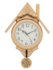 Chronikle Elegant Hut Design Wooden Golden Analog Home Decor Pendulum Wall Clock With Sweep Movement ( Size: 30.5 x 7.5 x 47.5 CM | Weight: 1170 grm | Color: Golden )