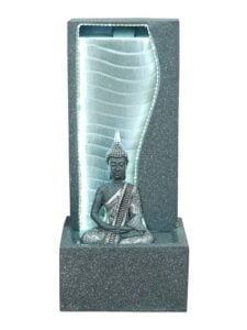 Chronikle Polyresin Grey Table Top Meditating Buddha Indoor Home Decor Waterfall Fountain with White LED Lights & Speed Controller Pump ( Size: 78 X 34 X 31 CM | Color: Grey | Weight: 4100 grm )