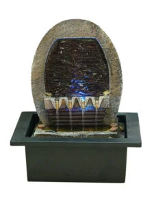 Chronikle Polyresin Designer Grey Table Top Indoor Home Decor Waterfall Fountain with Multicolor LED Lights & Water Flow Controller Pump ( Size: 26 x 21 x 18.5 CM | Weight: 895 grm | Color: Grey )