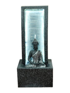 Chronikle Polyresin Table Top Meditating Buddha Indoor Home Decor Waterfall Fountain with White LED Lights & Speed Controller Pump ( Size: 73 X 33.5 X 30.5 CM | Weight: 4035 grm | Color: Dark Grey )