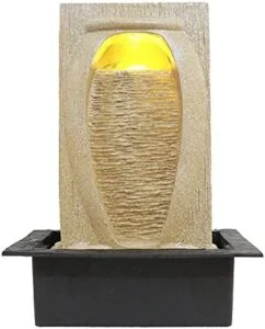 Chronikle Polyresin Cream Color Designer Table Top Home Decor Indoor Waterfall Fountain with Yellow LED Lights & Speed Controller Pump ( Size: 40 X 29.5 X 22 CM | Weight: 2090 grm | Color: Cream )