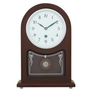 Chronikle Vertical Wooden Rosewood Home Decor Analog Table Clock With Striking Movement and Pendulum ( Size: 23 x 8 x 33.5 CM | Weight: 1240 grm | Color : Rosewood )