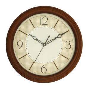 Chronikle Elegant Round Wooden Brown Home Decor Analog Wall Clock With Striking Movement ( Size: 26.2 x 4.3 x 26.2 CM | Weight: 635 grm | Color: Brown)