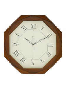 Chronikle Octagon Wooden Brown Home Decor Roman Figure Wall Clock With Sweep Movement ( Size: 33.5 x 4.5 x 33.5 CM | Weight: 1080 grm | Color: Brown)