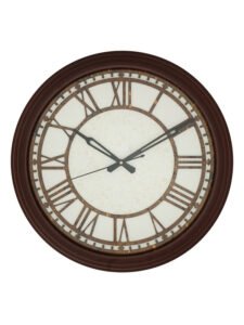 Chronikle Classic Round Rosewood Roman Figure Wooden Home Decor Wall Clock With Sweep Movement ( Size: 40 x 5 x 40 CM | Weight: 1410 grm | Color: Rosewood )