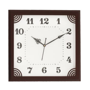 Chronikle Classic Square Wooden Analog Rosewood Home Decor Wall Clock With Sweep Movement ( Size: 33 x 5.5 x 33 CM | Weight: 1215 grm | Color: Rosewood)