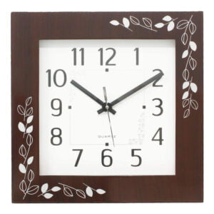 Chronikle Elegant Square Wooden Rosewood Analog Home Decor Wall Clock With Sweep Movement ( Size: 33 x 4.5 X 33 CM | Weight: 1325 grm | Color: Rosewood )