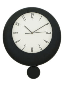 Chronikle Classic Round Wooden Black Analog Home Decor Pendulum Wall Clock With Sweep Movement ( Size: 30 x 6 x 37 CM | Weight: 910 grm | Color: Black)