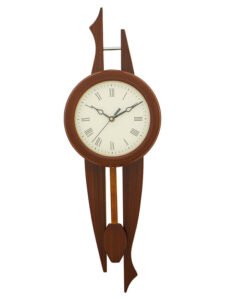 Chronikle Vertical Wooden Brown Analog Home Decor Pendulum Roman Figure Wall Clock With Sweep Movement ( Size: 20 x 7 x 57.7 CM | Weight: 835 grm | Color: Brown )
