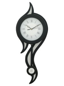 Chronikle Vertical Designer Wooden Black Analog Home Decor Pendulum Roman Figure Wall Clock With Sweep Movement ( Size: 21 x 7 x 55 CM | Weight: 890 grm | Color: Black )