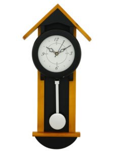 Chronikle Hut Design Vertical Decorative Pendulum Wooden Analog Black Home Decor Wall Clock With Striking Movement ( Size: 21 x 6 x 44 CM | Weight: 600 grm | Color: Black )