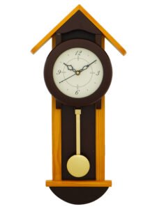 Chronikle Hut Design Vertical Decorative Pendulum Wooden Analog Chocolate Home Decor Wall Clock With Striking Movement ( Size: 21 x 6 x 44 CM | Weight: 600 grm | Color: Chocolate )