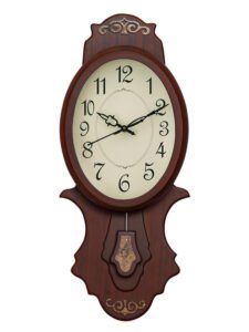 Chronikle Vertical Designer Wooden Brown Analog Home Decor Pendulum Wall Clock With Sweep Movement ( Size: 23 x 7 x 54 CM | Weight: 1215 grm | Color: Brown )