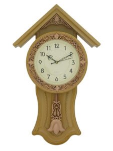 Chronikle Designer Plastic Hut Style Almond Color Analog Home Decor Full Figure Pendulum Wall Clock With Striking Movement ( Size: 32.5 x 7 x 53 CM | Weight: 810 grm | Color: Almond )