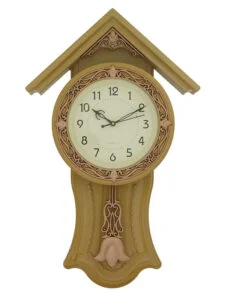 Chronikle Designer Plastic Hut Style Almond Color Analog Home Decor Full Figure Pendulum Wall Clock With Striking Movement ( Size: 32.5 x 7 x 53 CM | Weight: 810 grm | Color: Almond )