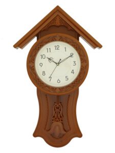 Chronikle Elegant Plastic Hut Style Golden & Brown Analog Home Decor Full Figure Pendulum Wall Clock With Striking Movement ( Size: 32.5 x 7 x 53 CM | Weight: 810 grm | Color: Golden & Brown )