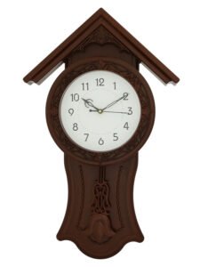 Chronikle Designer Plastic Hut Style Rosewood Analog Home Decor Full Figure Pendulum Wall Clock With Striking Movement ( Size: 32.5 x 7 x 53 CM | Weight: 810 grm | Color: Rosewood )