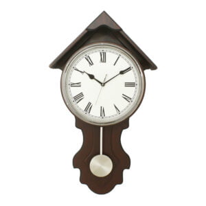Chronikle Vertical Hut Design Wooden Chocolate Color Analog Home Decor Pendulum Roman Figure Wall Clock With Sweep Movement ( Size: 35 x 8 x 63 CM | Weight: 1865 grm | Color: Chocolate )