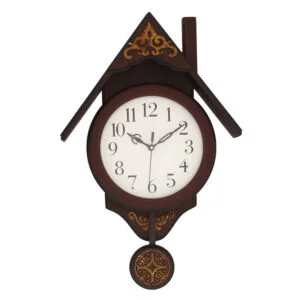 Chronikle Elegant Hut Design Wooden Rosewood Analog Home Decor Pendulum Wall Clock With Sweep Movement ( Size: 30.5 x 7.5 x 47.5 CM | Weight: 1170 grm | Color: Rosewood )