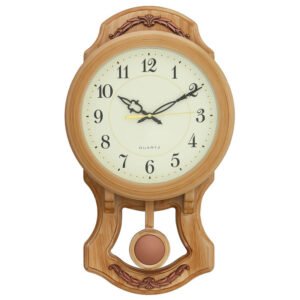 Chronikle Designer Vertical Plastic Almond Color Analog Home Decor Full Figure Pendulum Wall Clock With Striking Movement ( Size: 25 x 7 x 43.5 CM | Weight: 615 grm | Color: Almond )