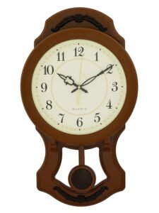 Chronikle Elegant Vertical Plastic Golden & Brown Analog Home Decor Full Figure Pendulum Wall Clock With Striking Movement ( Size: 25 x 7 x 43.5 CM | Weight: 615 grm | Color: Golden & Brown )