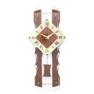 Chronikle Vertical Designer Wooden Analog Brown Roman Figure Home Decor Pendulum Wall Clock With Sweep Movement ( Size: 24 x 7 x 52 CM | Weight: 1400 grm | Color: Brown )