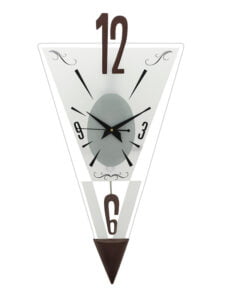 Chronikle Decorative Triangle Wooden Cola Color Analog Home Decor Pendulum Wall Clock With Sweep Movement ( Size: 29 x 5.5 x 55 CM | Weight: 850 grm | Color: Cola )