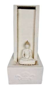 Chronikle Polyresin White Meditating Buddha Table Top Home Decor Indoor Waterfall Fountain with Yellow LED Lights & Speed Controller Pump (Size: 31.5 x 33.5 x 73.5 CM |Weight: 3980 grm | Color: White)