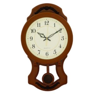 Chronikle Vertical Designer Wooden Brown Analog Home Decor Pendulum Wall Clock With Sweep Movement ( Size: 34 x 6.5 x 62.5 CM | Weight: 1615 grm | Color: Brown )