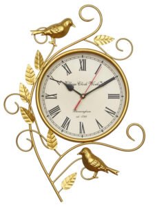 Chronikle Designer Metal Antique Small Bird Theme Golden Color Home Decor Roman Figure Wall Clock With Non-Ticking Movement ( Size: 30 x 5 x 32 CM | Weight: 1780 grm | Color: Golden )