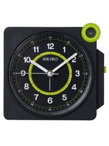 Seiko Elegant Rectangular Black Plastic Analog Alarm Table Clock ( Size: 9.2 x 5.8 x 8.6 CM | Weight: 150 grm | Color: Black )