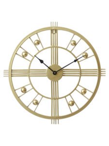 Chronikle Designer Round Golden Metal Home/Office Decor Wall Clock With Non-Ticking Movement ( Size: 53 x 2 x 53 CM | Weight: 1700 grm | Color: Golden )